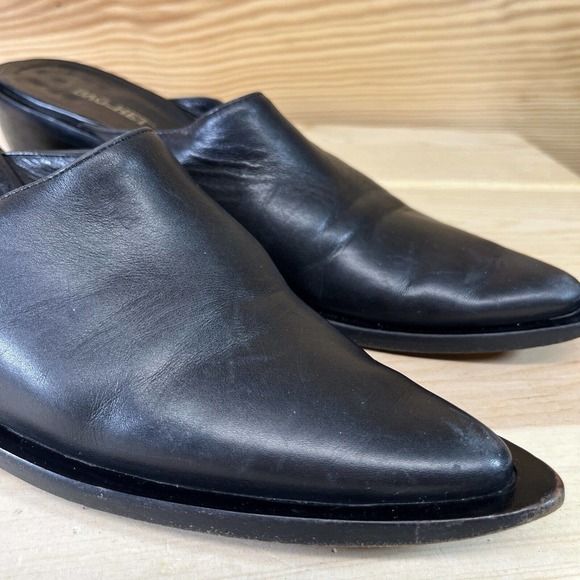 Bag Het Womens Shoes 7.5 8 EU 38 Black Leather Mules Pointy ToesMade in Italy - Picture 3 of 15
